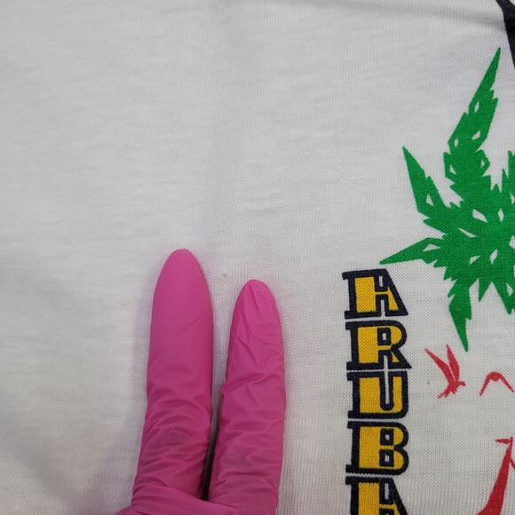 Vintage 90s Aruba Raglan Shirt S/M 19x23 Cropped Tropical USA - Picture 6 of 13